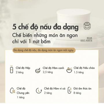 Nồi Nấu Chậm Đa Năng Bear DDZ-A08T8 (Nâu)