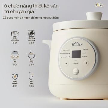 [CHÍNH HÃNG] Nồi nấu chậm BEAR 1,5L Bản Tiếng Việt -SB-NNC15